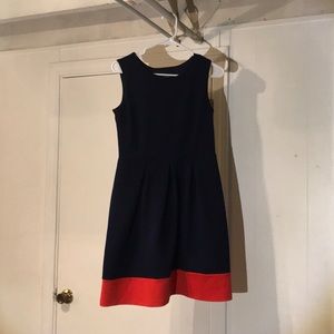 blue and red flowy dress